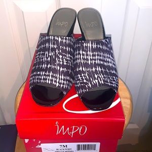 New never worn Impo Black & White Trecia Heels
